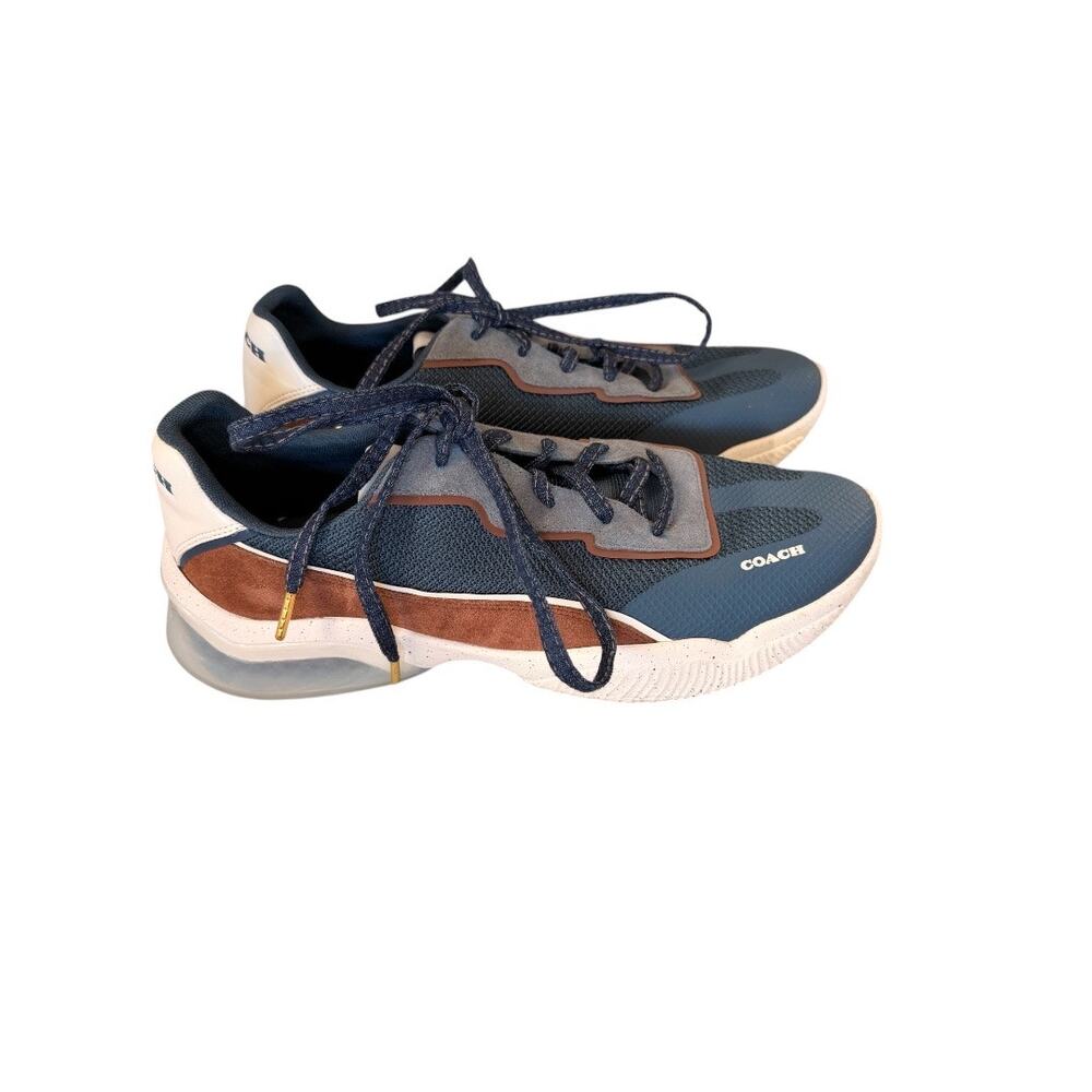 COACH Men’s Tech Runner Sneakers - Blue/Brown Suede - Picture 3 of 10